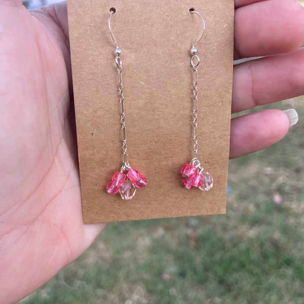 Fucsia and light rose earrings